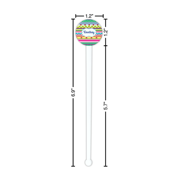 Ribbons White Plastic 7" Stir Stick - Round - Dimensions