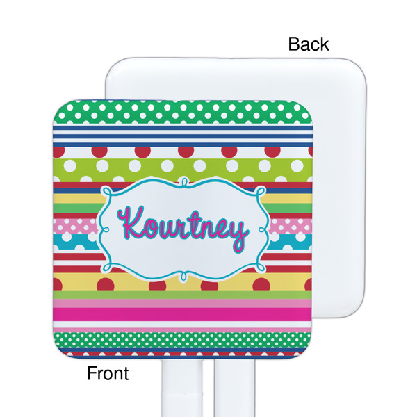 Ribbons White Plastic Stir Stick - Single Sided - Square - Approval