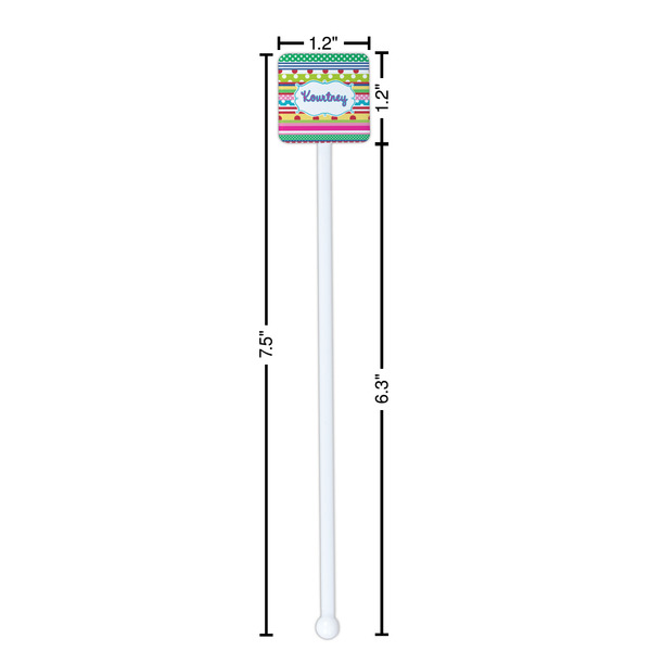 Ribbons White Plastic Stir Stick - Square - Dimensions