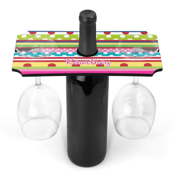 Custom Ribbons Wine Bottle & Glass Holder (Personalized)