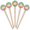 Ribbons Wooden 4" Food Pick - Round - Fan View