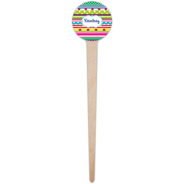 Ribbons Wooden 4" Food Pick - Round - Single Pick