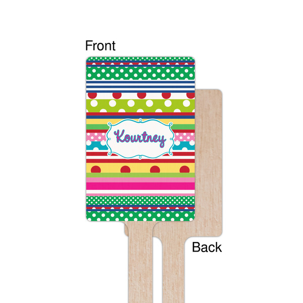 Ribbons Wooden 6.25" Stir Stick - Rectangular - Single - Front & Back