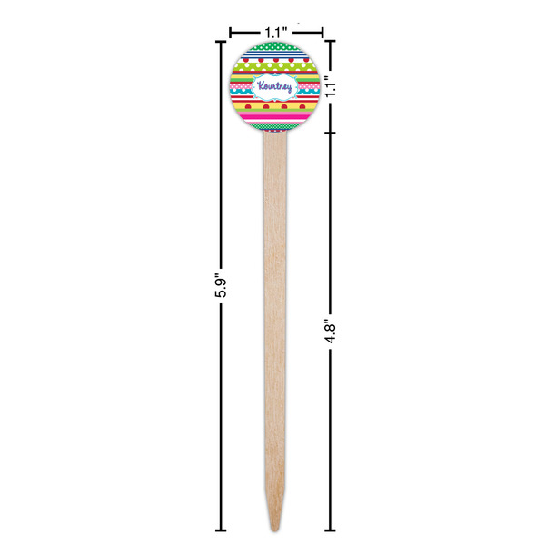Ribbons Wooden 6" Food Pick - Round - Dimensions