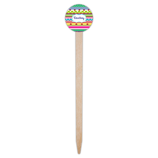 Ribbons Wooden 6" Food Pick - Round - Single Pick
