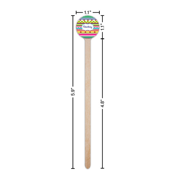 Ribbons Wooden 6" Stir Stick - Round - Dimensions
