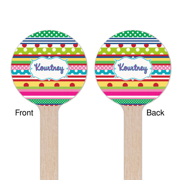 Ribbons Wooden 6" Stir Stick - Round - Double Sided - Front & Back