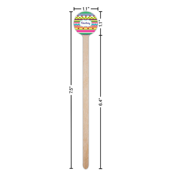 Ribbons Wooden 7.5" Stir Stick - Round - Dimensions