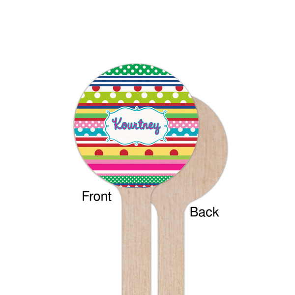 Ribbons Wooden 7.5" Stir Stick - Round - Single Sided - Front & Back