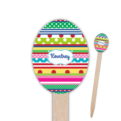 Ribbons Oval Wooden Food Picks (Personalized)