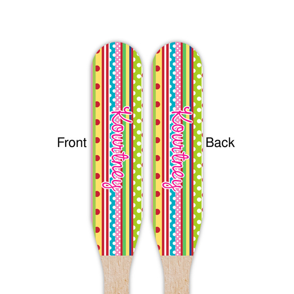 Ribbons Wooden Food Pick - Paddle - Double Sided - Front & Back
