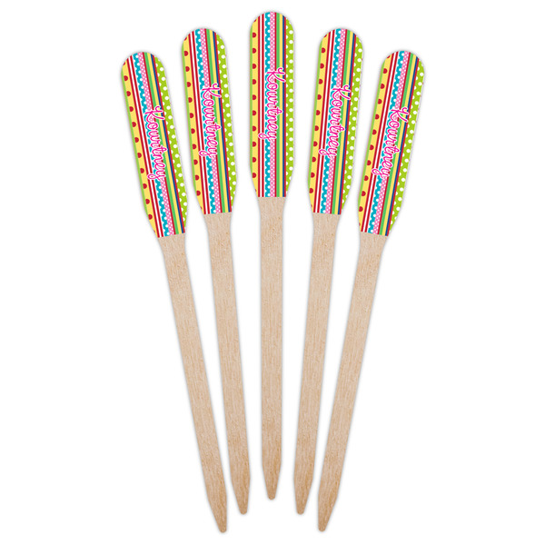 Ribbons Wooden Food Pick - Paddle - Fan View