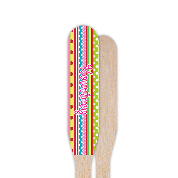 Ribbons Wooden Food Pick - Paddle - Single Sided - Front & Back