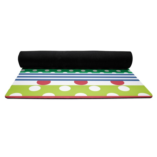 Ribbons Yoga Mat Rolled up Black Rubber Backing