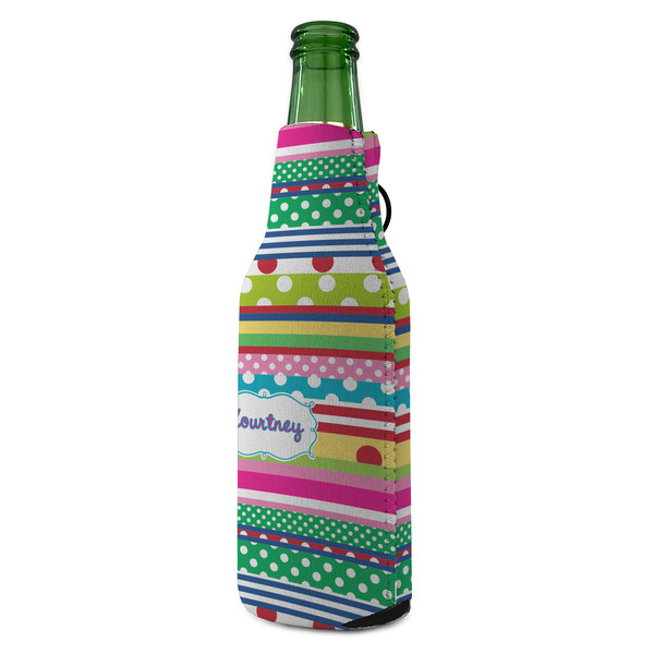 Ribbons Zipper Bottle Cooler - ANGLE (bottle)