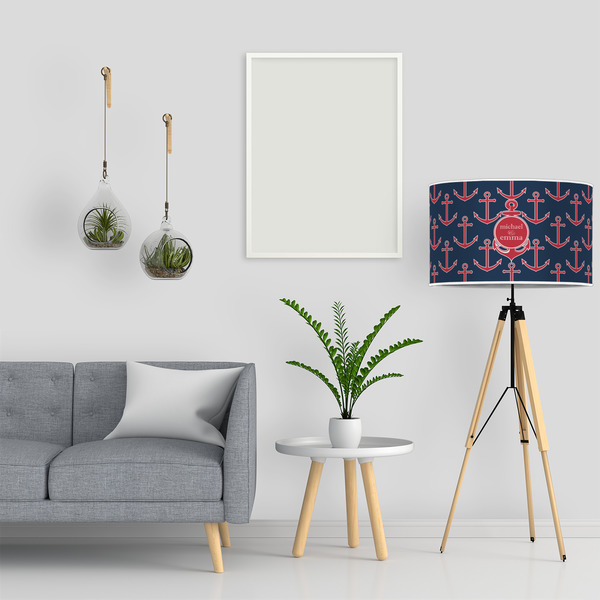 All Anchors 12" Drum Lampshade - LIFESTYLE