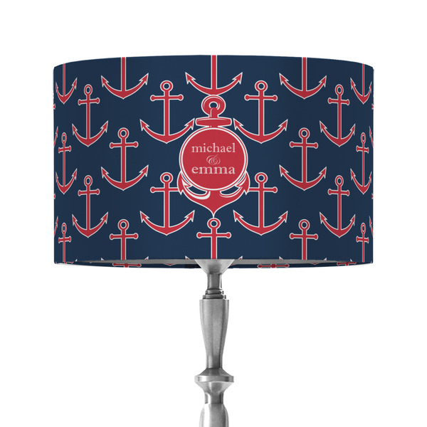 All Anchors 12" Drum Lampshade - ON STAND (Fabric)