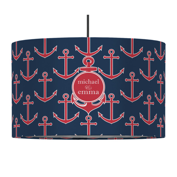 Custom All Anchors 12" Drum Pendant Lamp - Fabric (Personalized)