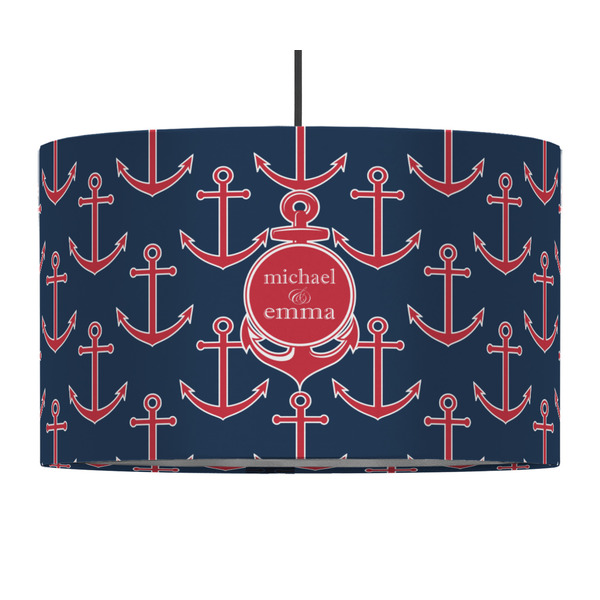 All Anchors 12" Drum Lampshade - PENDANT (Fabric)