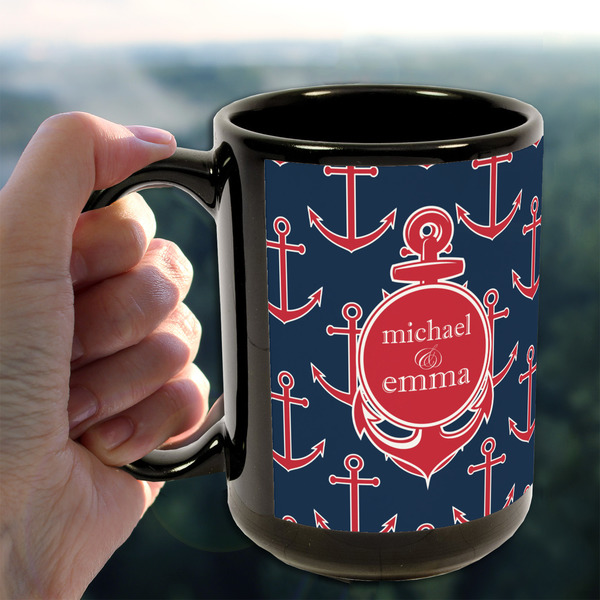 All Anchors 15oz. Black Mug - LIFESTYLE