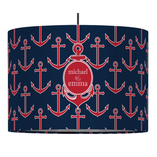 Custom All Anchors 16" Drum Pendant Lamp - Fabric (Personalized)
