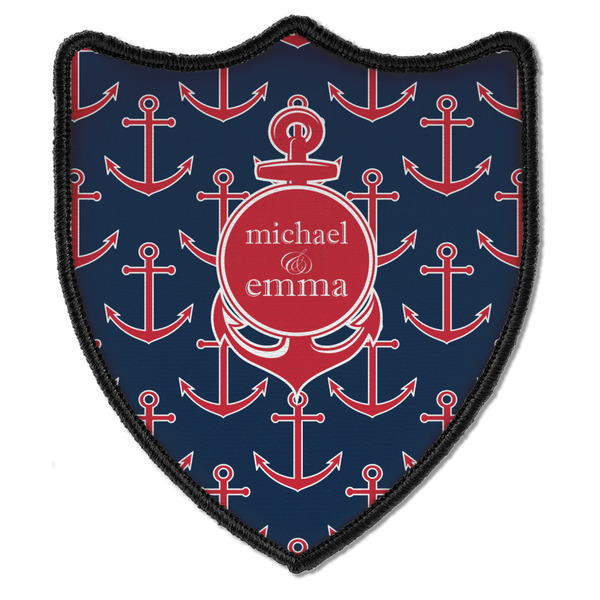 Custom All Anchors Iron On Shield Patch B w/ Couple's Names