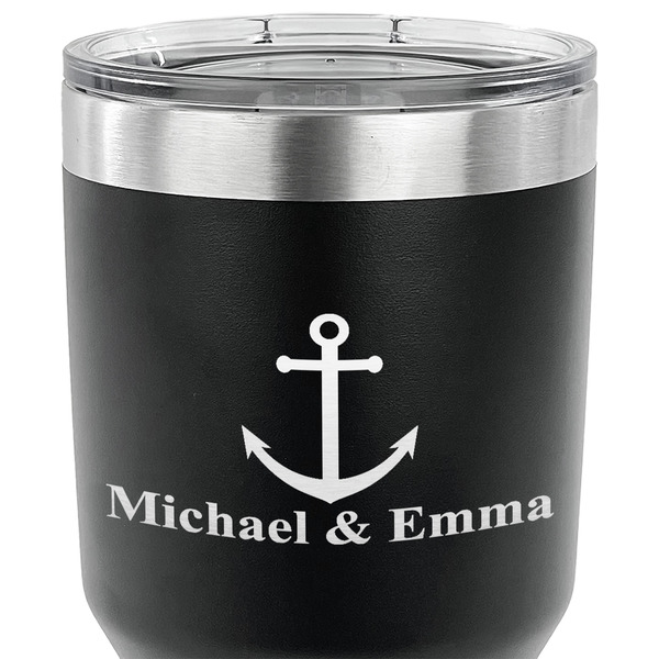 All Anchors 30 oz Stainless Steel Ringneck Tumbler - Black - CLOSE UP