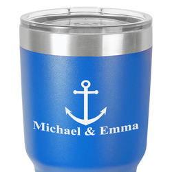 All Anchors 30 oz Stainless Steel Tumbler - Royal Blue - Single-Sided (Personalized)