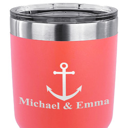 All Anchors 30 oz Stainless Steel Tumbler - Coral - Single Sided (Personalized)