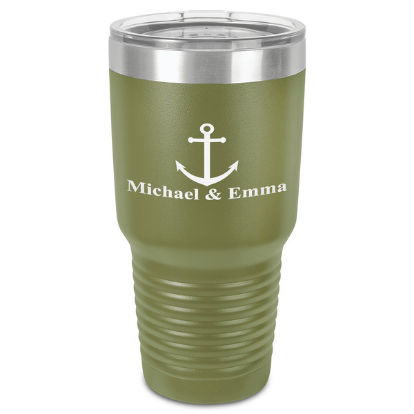 Custom All Anchors 30 oz Stainless Steel Tumbler - Olive - Single-Sided (Personalized)