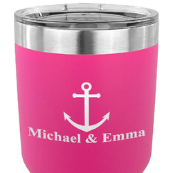 All Anchors 30 oz Stainless Steel Tumbler - Pink - Single Sided (Personalized)