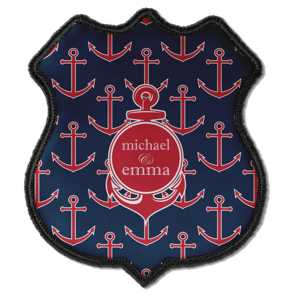 Custom All Anchors Iron On Shield Patch C w/ Couple's Names