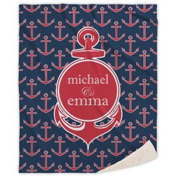 All Anchors Sherpa Throw Blanket - 60"x80" (Personalized)