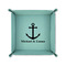 All Anchors 6" x 6" Teal Leatherette Snap Up Tray - FOLDED UP