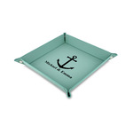 All Anchors 6" x 6" Teal Faux Leather Valet Tray (Personalized)