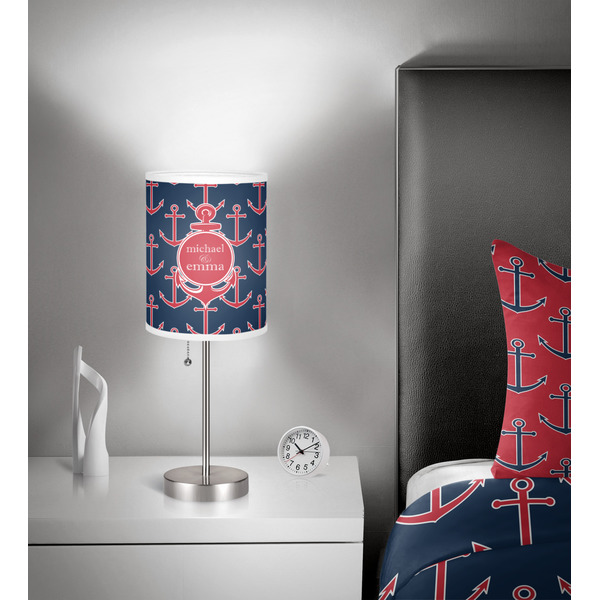 All Anchors 7 inch drum lamp shade - in room
