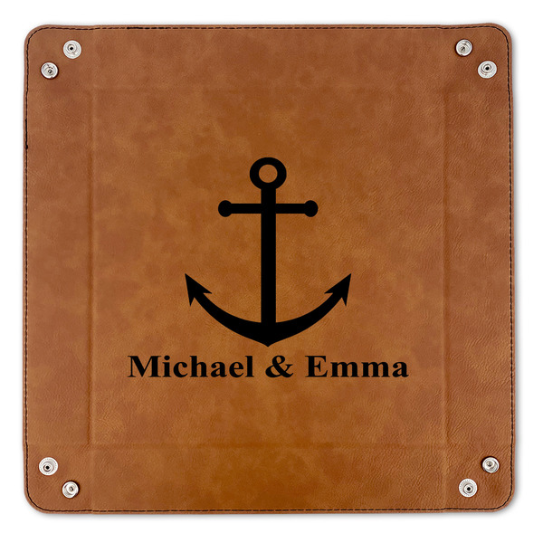 All Anchors 9" x 9" Leatherette Snap Up Tray - APPROVAL (FLAT)