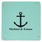 All Anchors 9" x 9" Teal Leatherette Snap Up Tray - APPROVAL