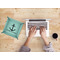 All Anchors 9" x 9" Teal Leatherette Snap Up Tray - LIFESTYLE