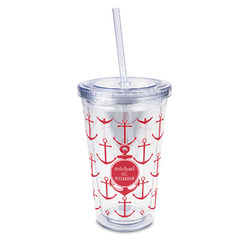 All Anchors 16oz Double Wall Acrylic Tumbler with Lid & Straw - Full Print (Personalized)