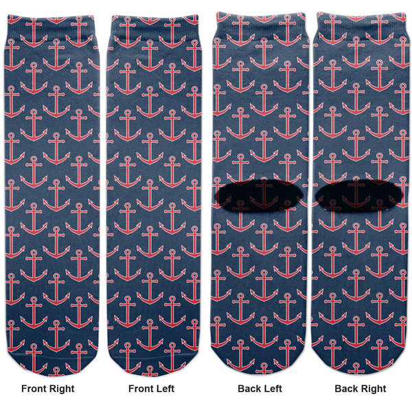 All Anchors Adult Crew Socks - Double Pair - Front and Back - Apvl