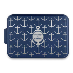 All Anchors Aluminum Baking Pan with Navy Lid (Personalized)