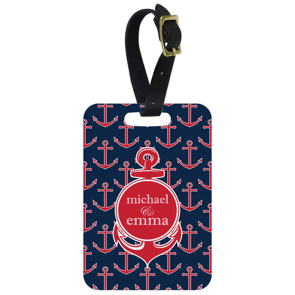 Custom All Anchors Metal Luggage Tag w/ Couple's Names