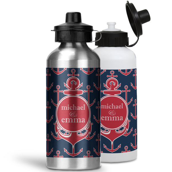All Anchors Aluminum Water Bottles - MAIN (white &silver)