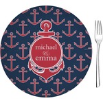 All Anchors 8" Glass Appetizer / Dessert Plates - Single or Set (Personalized)