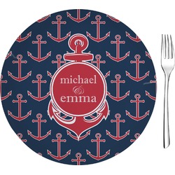 All Anchors 8" Glass Appetizer / Dessert Plates - Single or Set (Personalized)