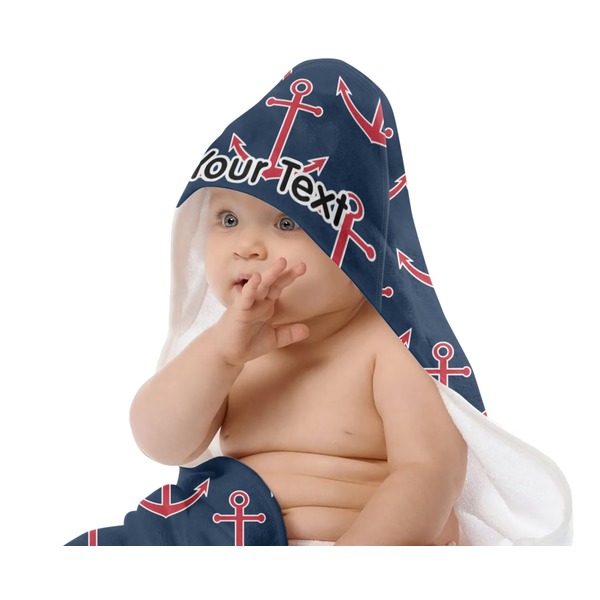 All Anchors Baby Hooded Towel on Child