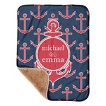 All Anchors Sherpa Baby Blanket - 30" x 40" w/ Couple's Names