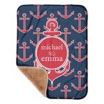 All Anchors Sherpa Baby Blanket - 30" x 40" w/ Couple's Names