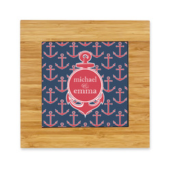 All Anchors Bamboo Trivet with Ceramic Tile Insert (Personalized)